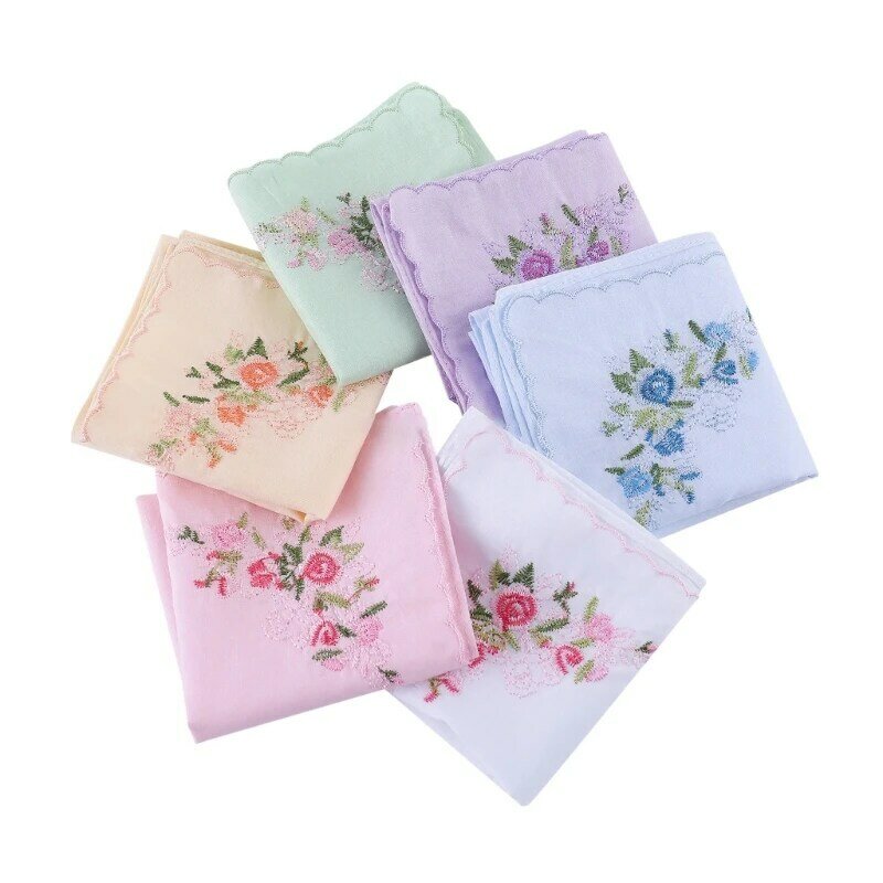 Floral Embroidery Sweat Wiping Handkerchief for Kids Men Women Elderly Handkerchief Pocket Handkerchief for Wife Mom