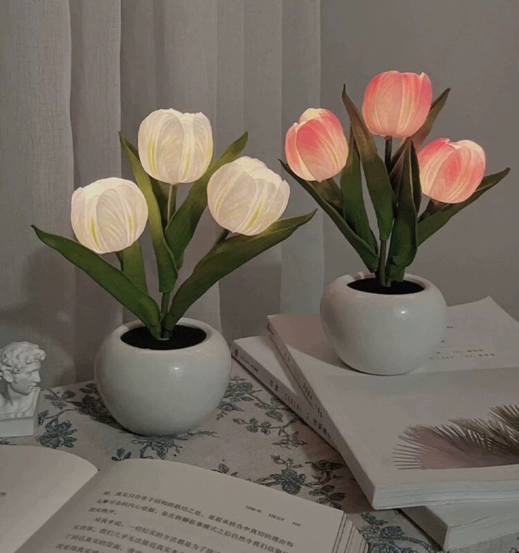 Lampa tulipanowa w francuski styl sypialni lampka nocna dekoracja akademika nocna lampka nocna do spania