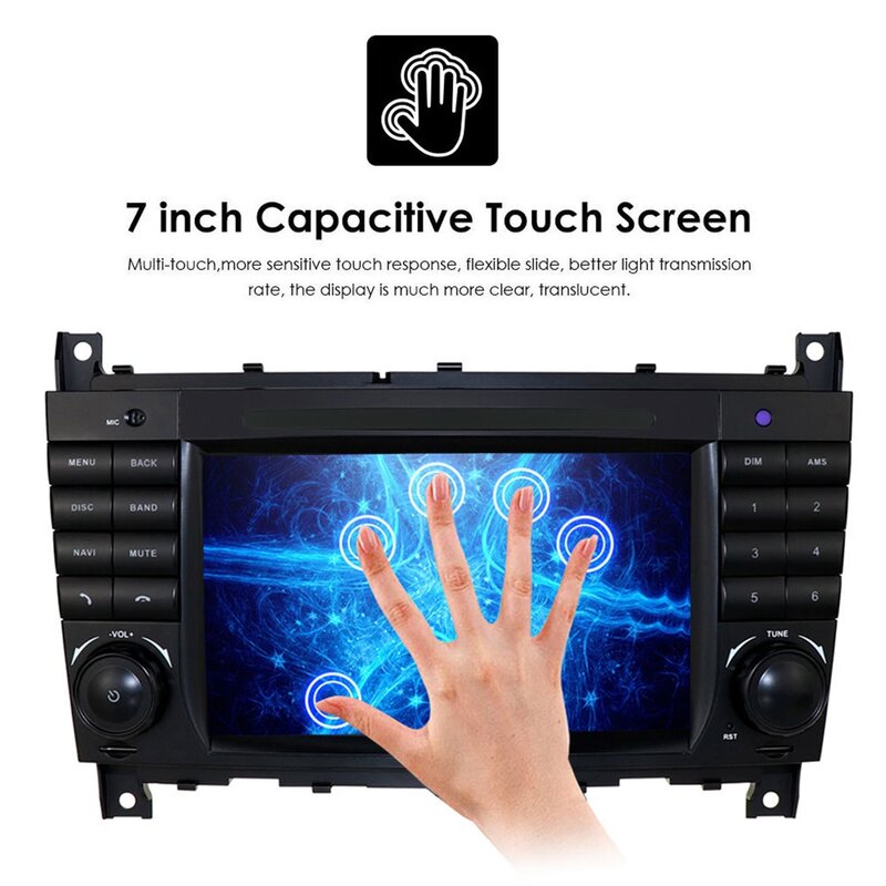 For Benz W203 2004-2007 Android 10 Quad Core Car Dvd Media Player Radio GPS WIFI Bluetooth Steering Wheel Control
