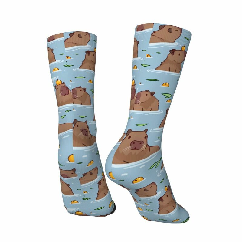 Funny Crazy compression Bathing Sock for Men Hip Hop Harajuku Capybara Happy Quality Pattern Printed Boys Crew Sock Casual Gift