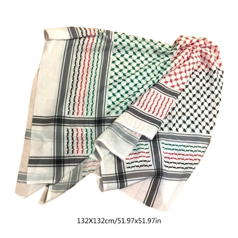 Delicate Arab Scarf for Men Woman Winter Lightweight Pray Scarf Festival Party Windproof Scarf with Houndstooth Pattern