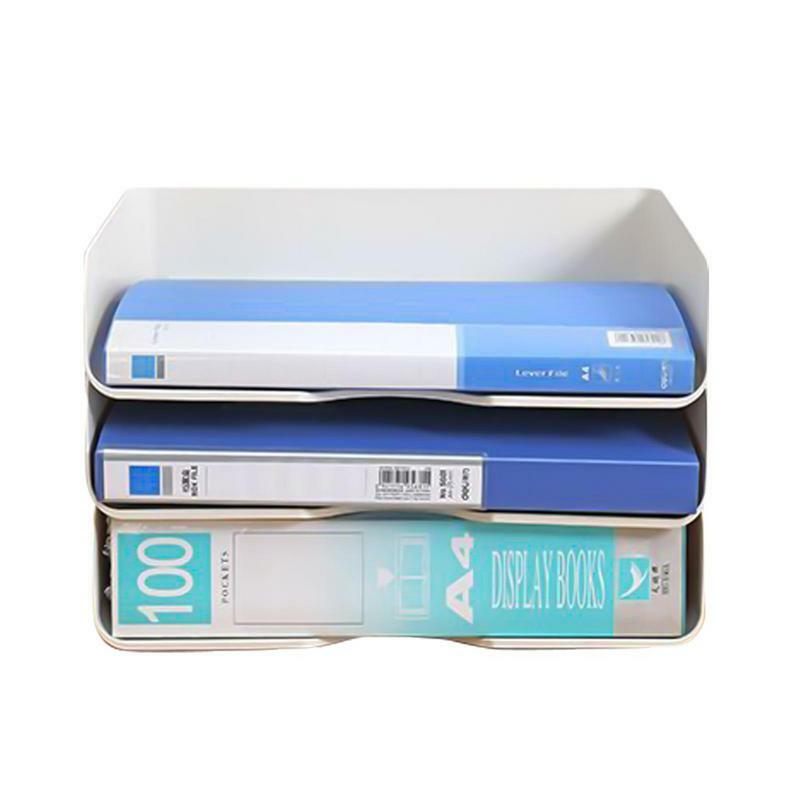 Bandeja de papel empilhável antiderrapante, suporte de papel de grande capacidade, fundo convexo, organizador portátil, papel A4