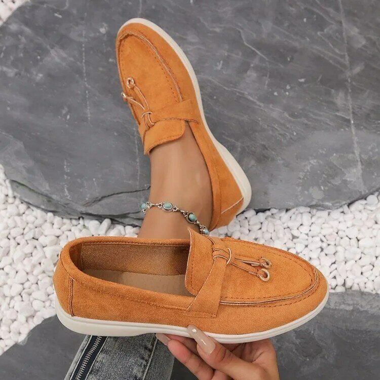New Women Loafers Slip on Ladies Flats Shoes Brand Spring Autumn Casual Flat Shoes Leather Cashmere Single Shoes Plus Siz 36