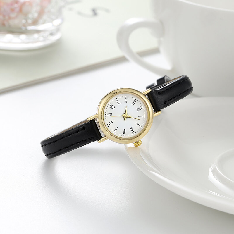 Wokai นาฬิกาควอตซ์สายผู้หญิงลำลองแฟชั่นคุณภาพสูงหน้าปัดเล็กนาฬิกาย้อนยุคสายพานสำหรับเด็กนักเรียนหญิง