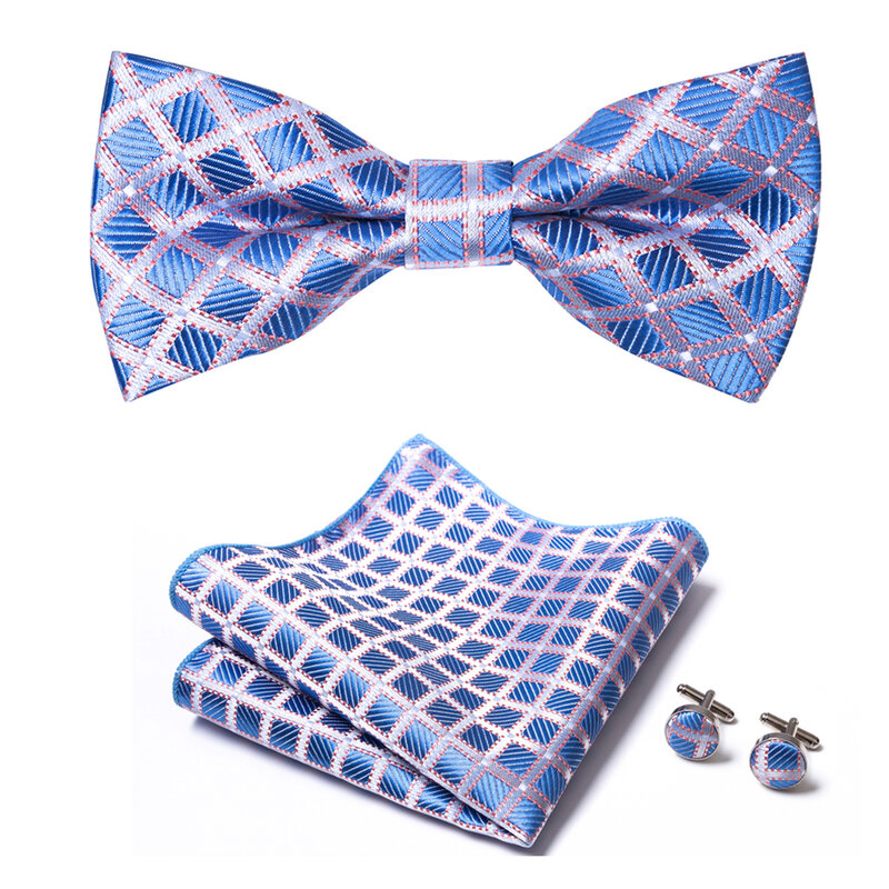 Neue Design 60 Farben Schmetterling Krawatte Tasche Quadrate Manschettenknopf Set Bowtie Männer Fit Büro Rot Blau hombre Formale Kleidung