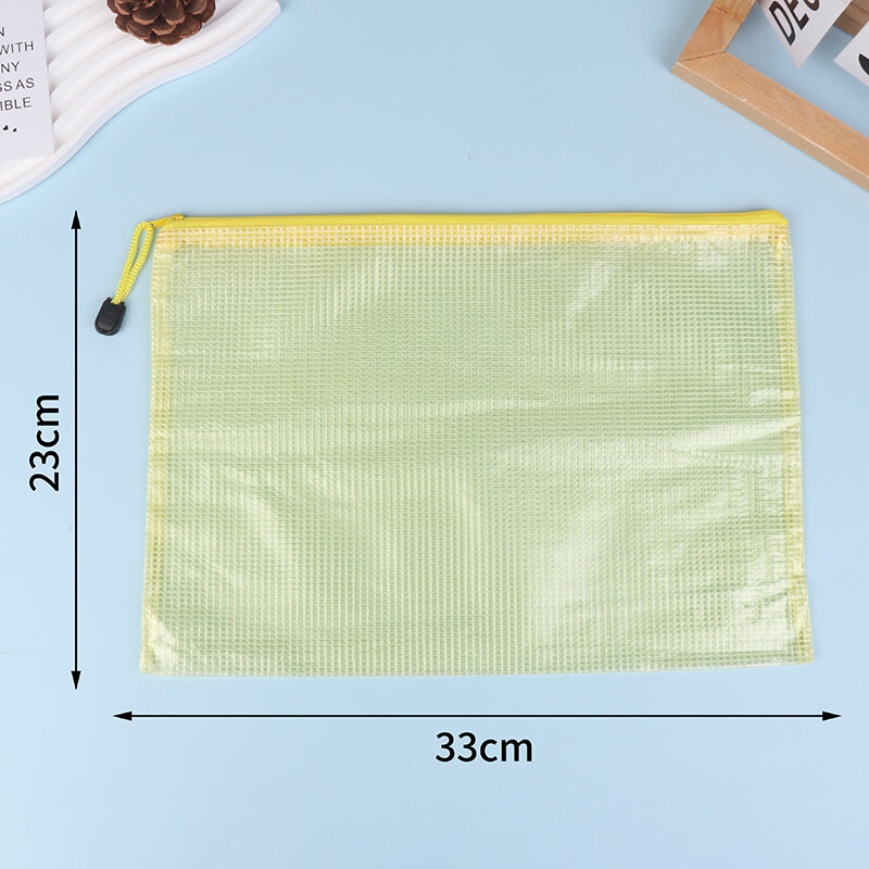 Bolsa de plástico con cremallera para organizar el aula, bolsa de malla con cremallera, tamaño A4, 1 piezas