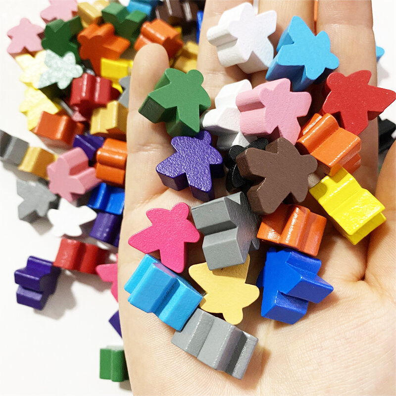 100PCS Wooden 16mm Extra Board Game Meeples Bits Pawns Pieces Bulk Replacement Tabletop Gaming components Humanoid Chess Pieces