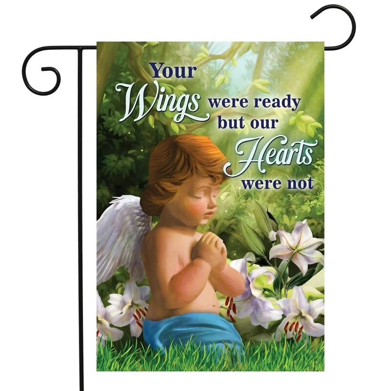 Angel Wings Christian Garden Flag Double Sided Polyester Peace Flags for Outdoor Patio Lawn Party House Flag Yard Decorations