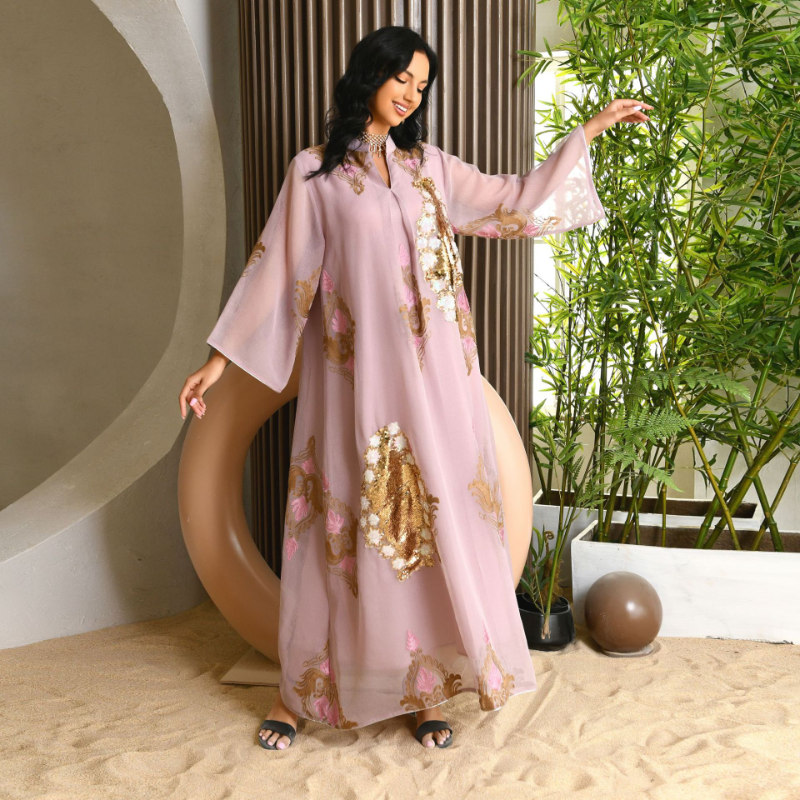 Robe Abayat de Soirée pour Femme Musulmane, Tenue en Rayonne Perlée, Jupe pour le Moyen-Orient, l'Europe et l'Amérique, 2023