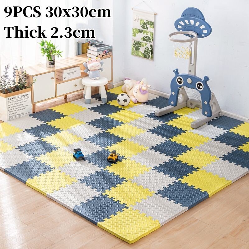 Playmat-alfombra de rompecabezas de espuma para bebé, tapete de 9 piezas de juego, 30x30cm, gruesa, 2,3 cm