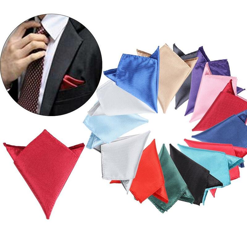 Fashion 15 Color Hanky Formal Suit for Wedding Dress Party Men Pocket Solid Plain Pocket Square Handkerchief Hanky Silk