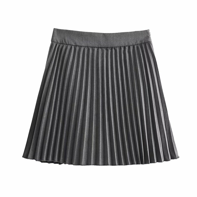 TAOP&ZA Women's Skirt Women's 2024 Spring and Autumn Korean Version Solid Color Versatile A-Line Skirt Pleated Skirt