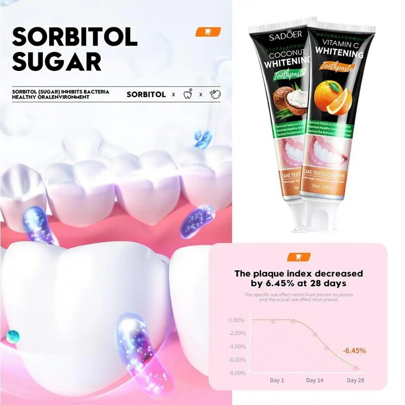 100g dentifricio orale alla vitamina C carbone attivo bianco Bad riduce le macchie dei denti dentifricio dentifricio sbiancante Breath Teet K9S3