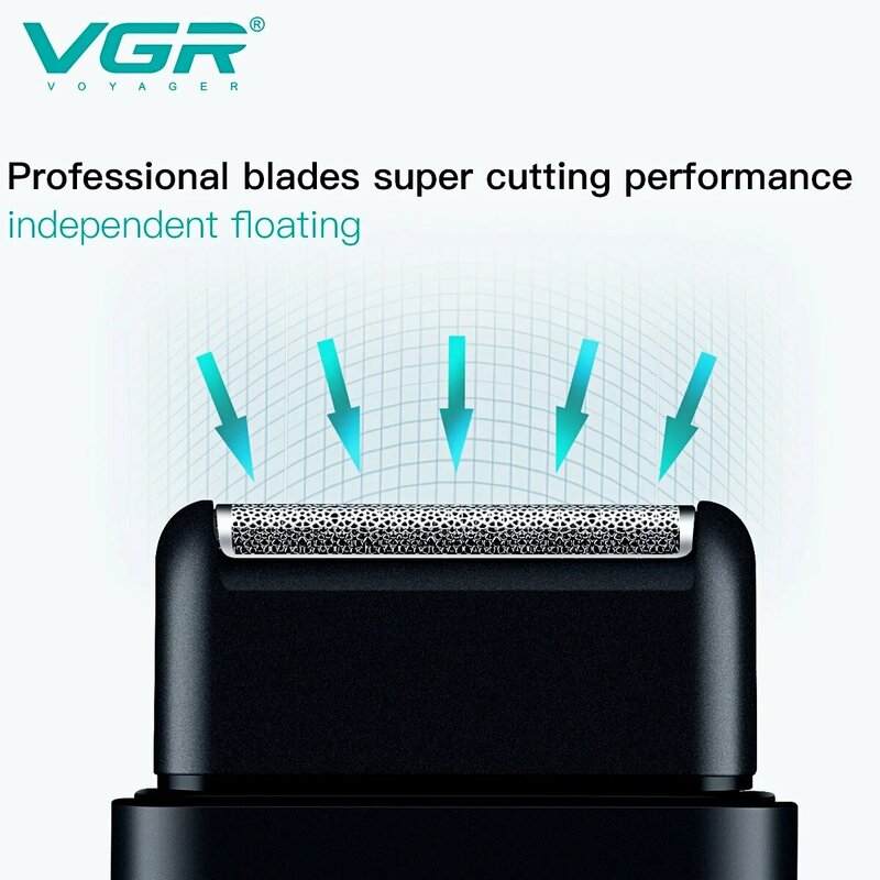 VGR 전기 면도기 전문 수염 트리머 면도칼 휴대용 미니 면도기 왕복 면도 2 블레이드 USB 충전 남성용 V-390