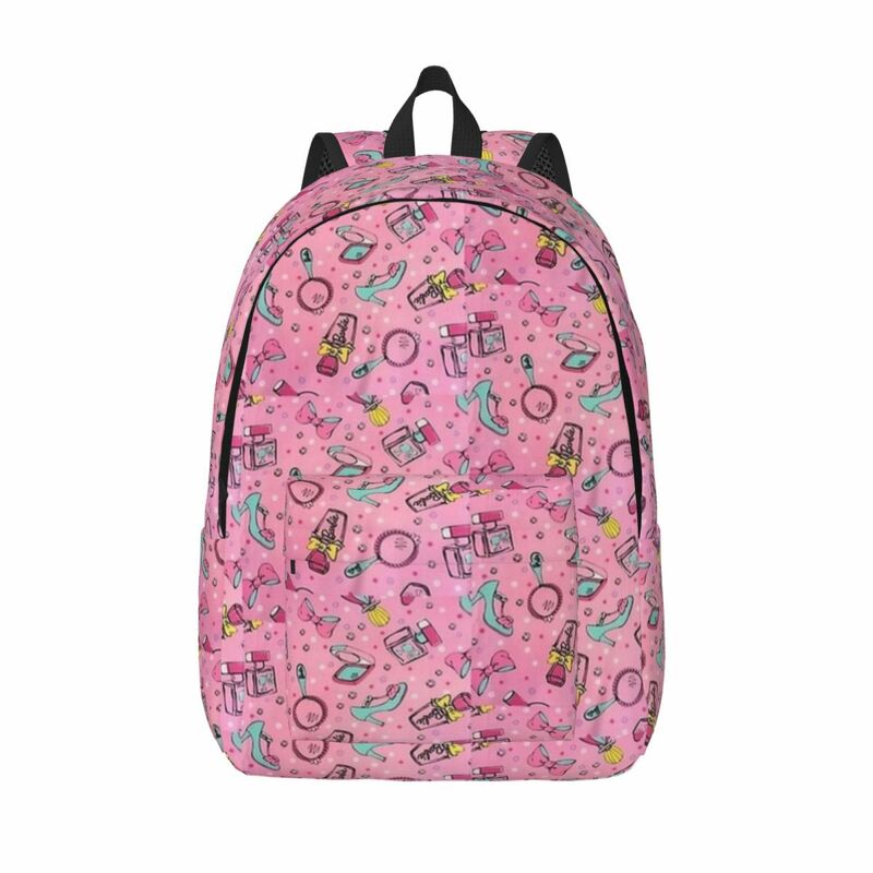 Pink Parttern Backpack Elementary High College School Student Cartoon Bookbag Men Women Canvas Daypack Outdoor