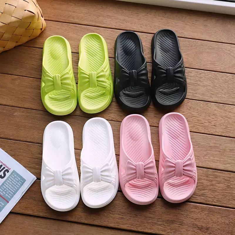 Bathroom House Shoes Women's Slippers and Ladies Sandals Indoor with Bow Open Toe Green Platform Slides Sale Free Shipping B W G