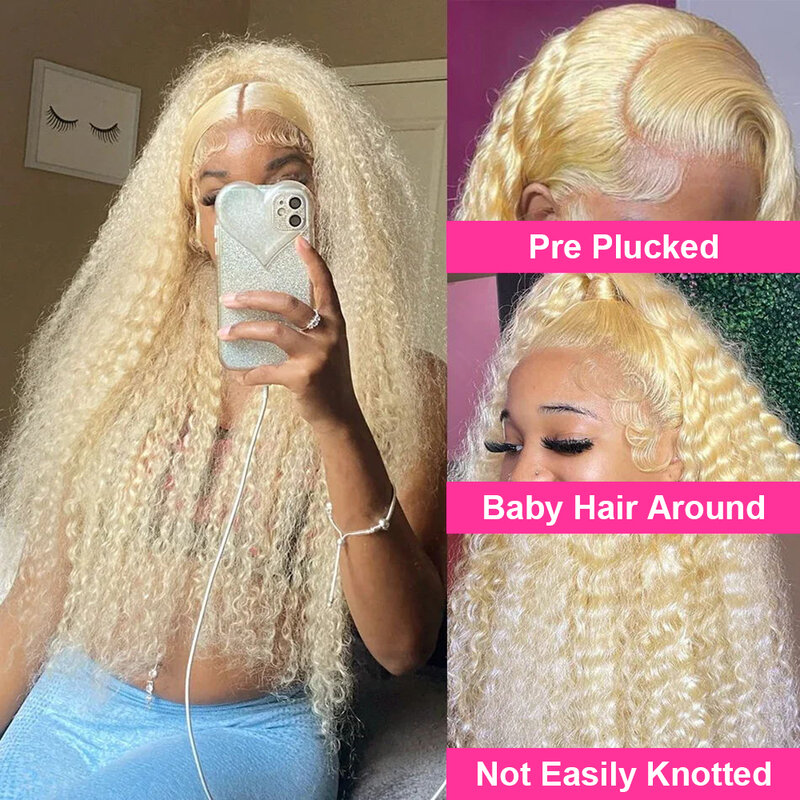 Wear and Go Glueless 613 Honey Blonde 13x4 13x6 HD Lace Frontal Wig Water Curly Brazilian Loose Deep Wave Front Human Hair Wig