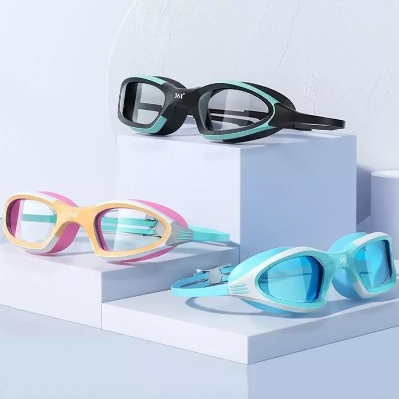 Óculos de natação profissional HD para homens e mulheres, impermeável, anti nevoeiro, tampa do silicone, corrida de água, equipamentos esportivos
