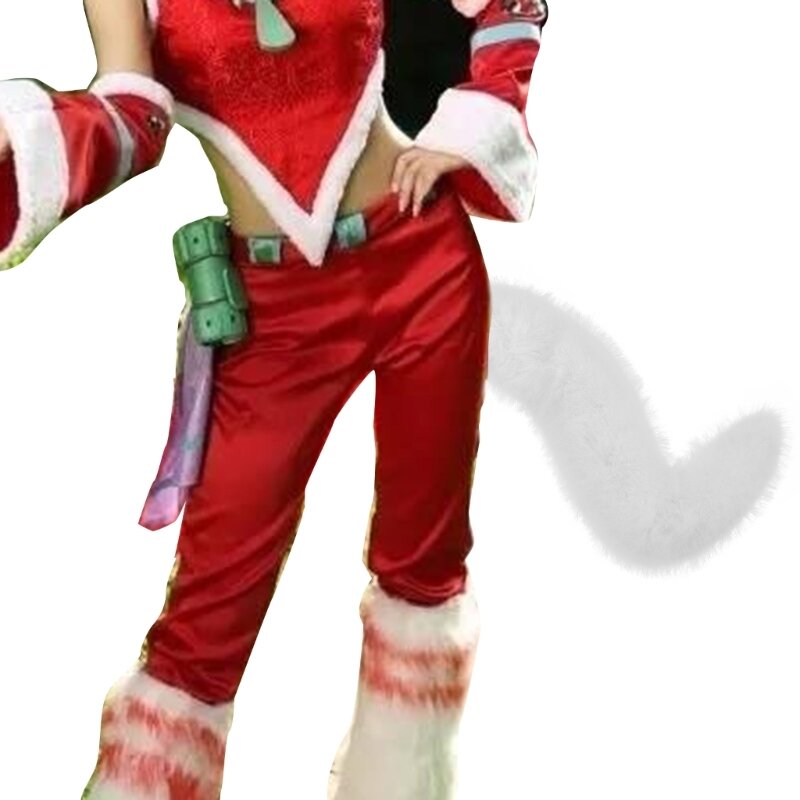 Costume da volpe in pelliccia sintetica coda cosplay costume da festa Natale Halloween taglia