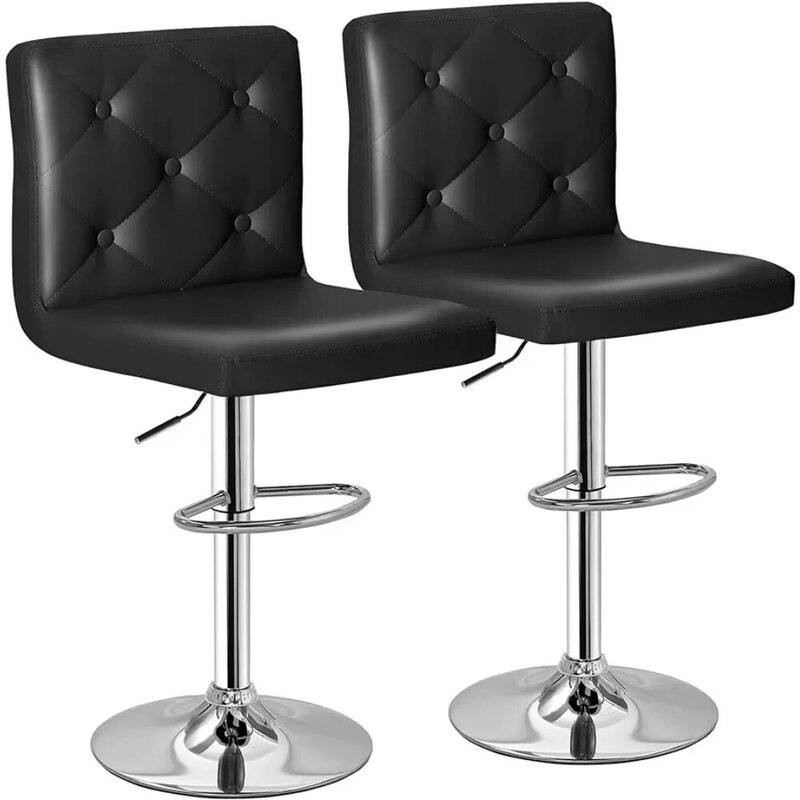 Барный стул с регулируемой спинкой, кухонная стойка, барный высокий стул, набор из 2, большой размер, черный
