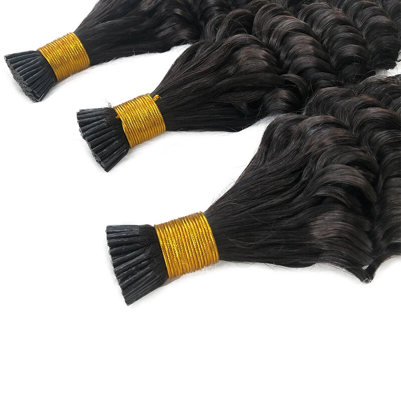 Extensions de cheveux Deep Wave I-Tip pour femmes, faites à la machine, postiches Remy KerBrian I Tip, cheveux humains invisibles, document pur, 50 pièces