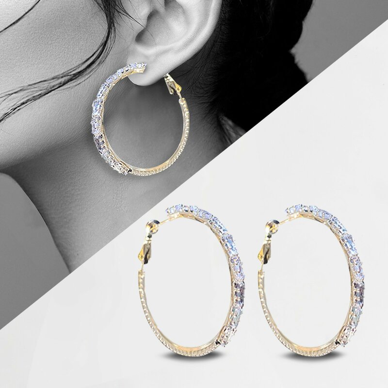 Zircon Earrings Large Circle Earrings Female High Quality Jewelry Banquet Exaggerate Fashion Luxury Bride Wedding Earrings