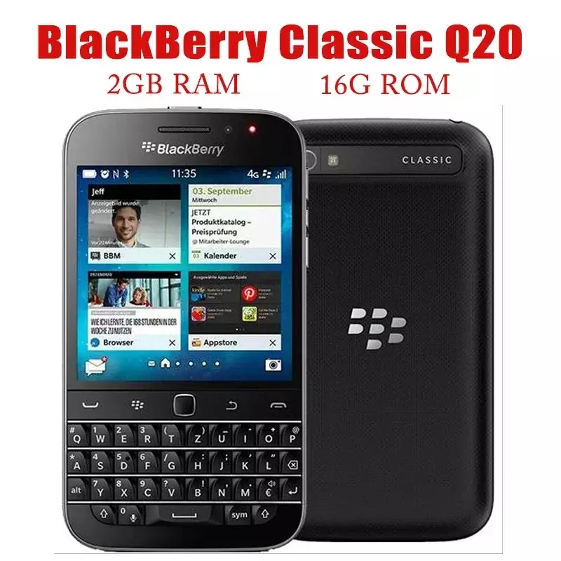 BlackBerry-Barra Smartphone Original, Q20, 4G LTE, 8MP, WiFi, 3.5 ", 16GB ROM, 2GB RAM, Qwerty, Bluetooth, Celular, Desbloqueado