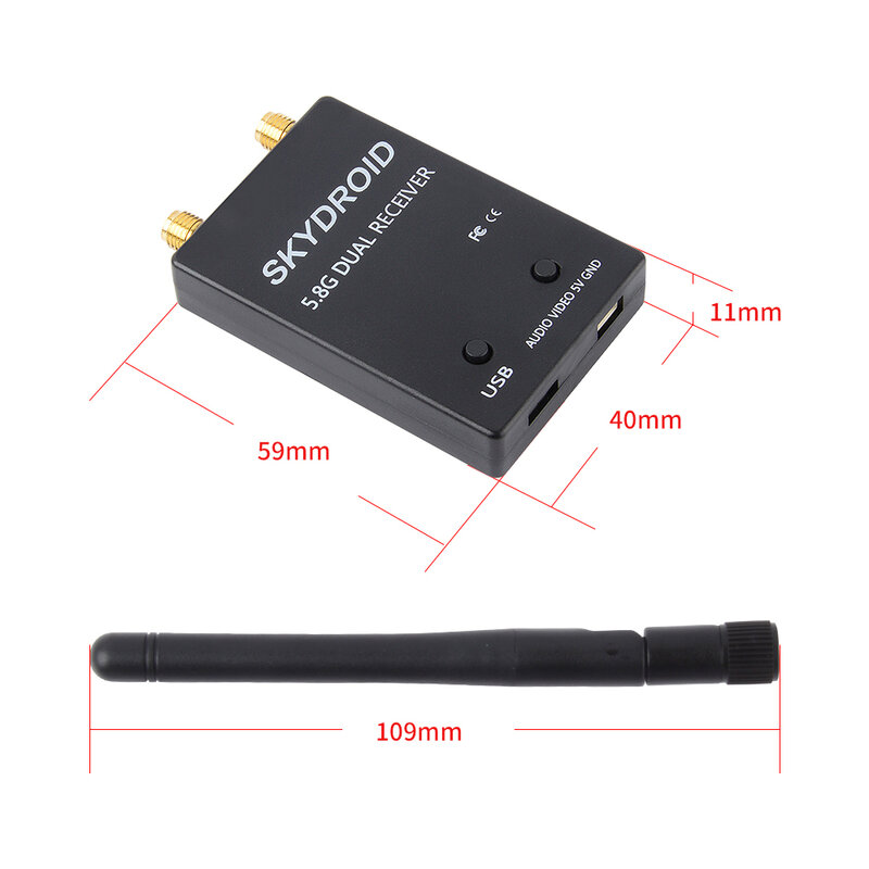 Skydroid UVC 5.8G 150Ch Dual / Single Antenna Full Channel Audio Video FPV Receiver Compatible With Android Smartphone
