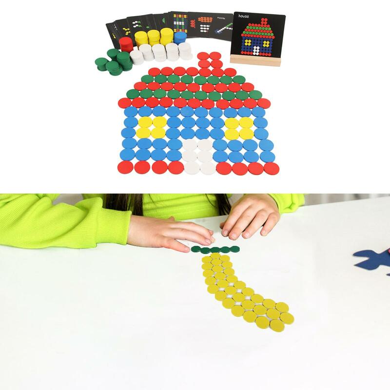 Set Puzzle kayu mainan sensorik portabel, mainan pendidikan pola geometris