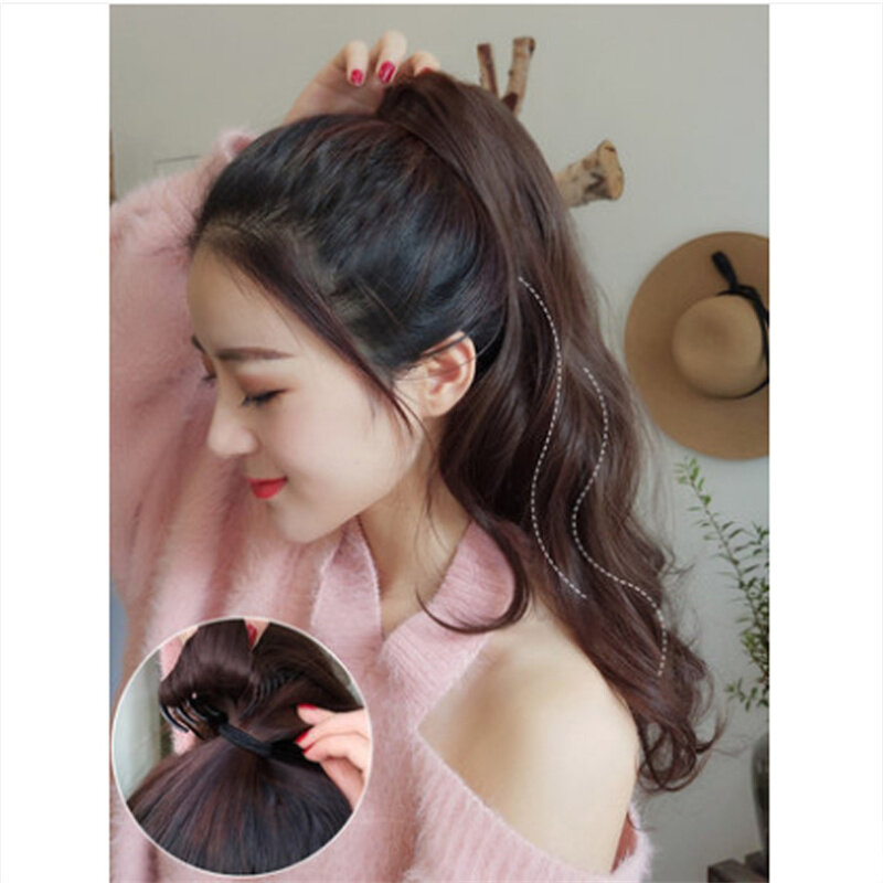 Ponytail Extension Claw Clips, Long Curly Hair Extension Synthetic Claw Multi Layered Pony Tails Black Brown Color Hairpiece