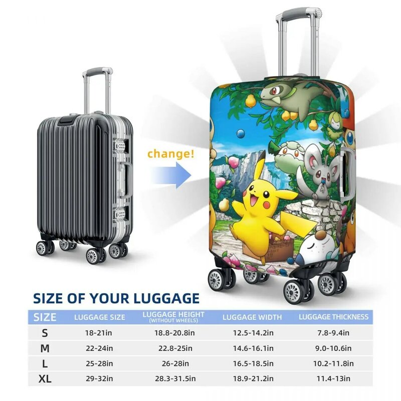 Juste de bagage Pokémon Pikachu personnalisée, housses de valise de voyage, protecteur élastique drôle