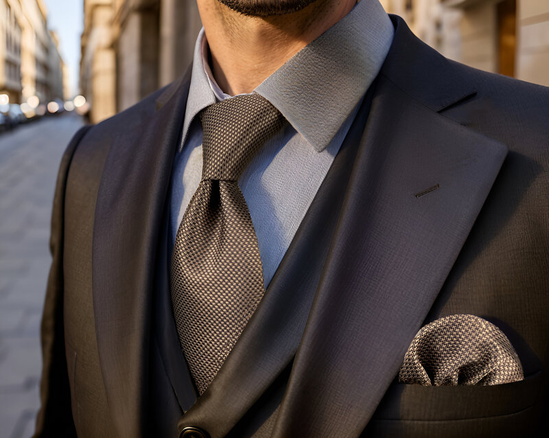 U27 Braun Hahnentritt Krawatte Set Handgemachte Hochzeit Mode Extra Lange Größe Klassische Krawatten für Mens Hanky