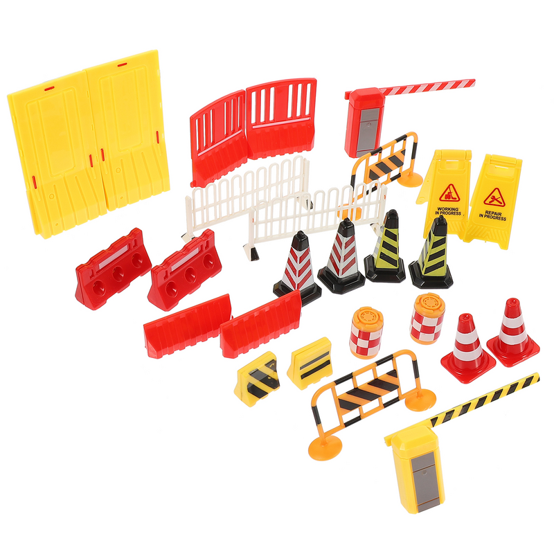 Children’s Toy Traffic Sign Set and Mini Cones for Kids' STEM Education and Construction Theme Parties