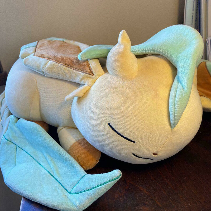 Pokemon Asli Eeveelution Tidur Besar Leafeon Mainan Mewah Boneka Mainan Boneka Hadiah Natal untuk Anak-anak