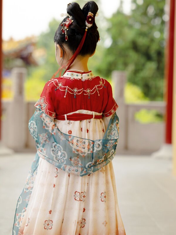 Hanfu Girls' Spring and Autumn Children's Dress Tang Dynasty Baby Princess Jacket and Dress