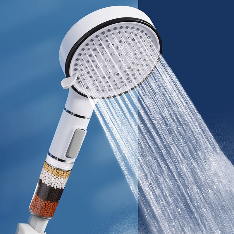5 modalità soffione doccia filtro Anti calcare igienico rimuovere Calcario supporto maniglia pioggia Spa Set di tubi per accessori da bagno