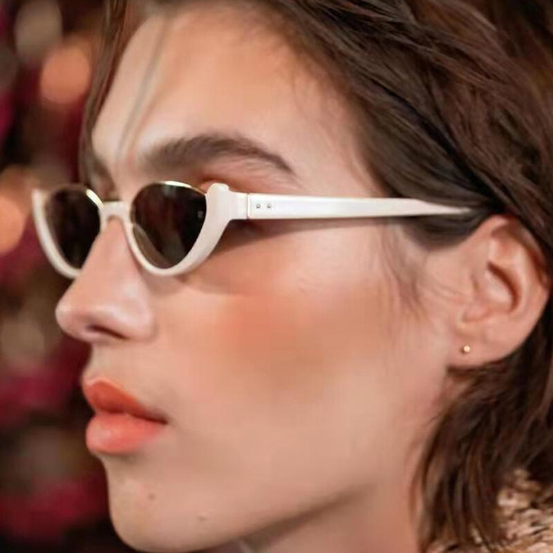 Nieuwe Kleine Cat Eye Zonnebril Vrouwen Mannen Trendy Vintage Shades Eyewear Fashion Rijden Fietsen Zonnebril Halve Frame Zonnebril