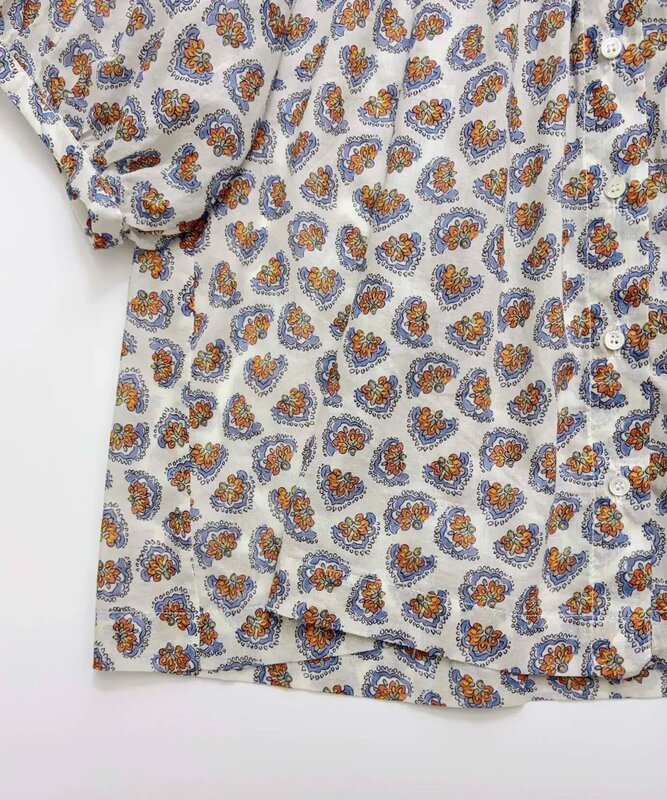 여성용 목가적인 꽃무늬 다목적 전면 버튼 루즈 셔츠, 2024 용수철 여름 신상