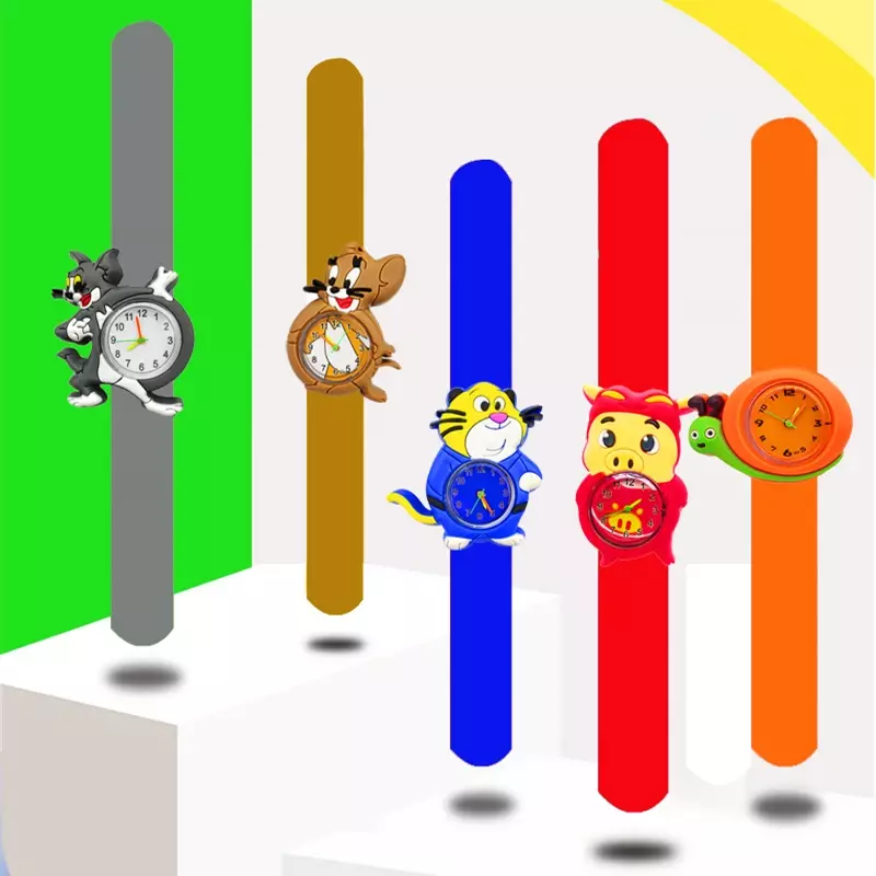 Crianças relógio de pulso de brinquedo 3d dos desenhos animados crianças tapa relógios relógio do tempo de estudo do bebê relógio para meninas meninos presentes criança relógio pulseira