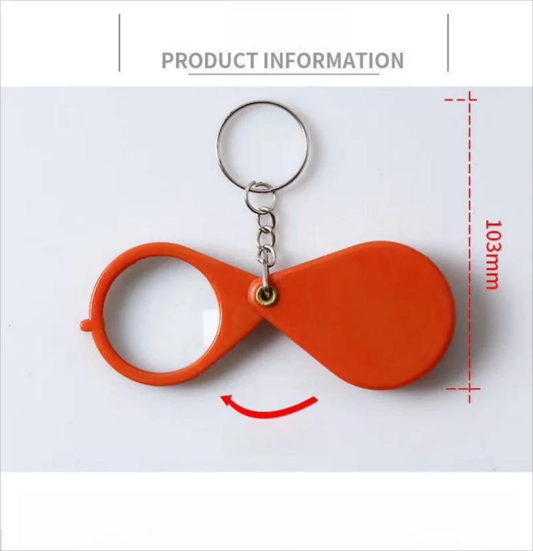 1Pc Folding Magnifying Glass Key Chain Creative Mini Multi-Function Keyring Pocket Portable Handheld Reading Glasses Keychain