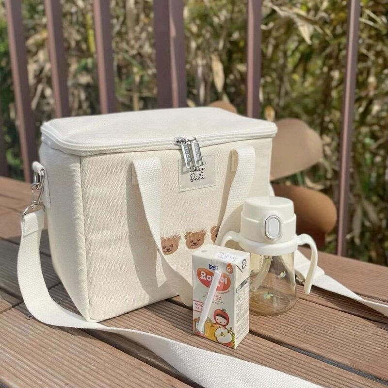 Ins вышитая вместительная сумка Bento, корзина, подвесная сумка, ручная сумка на одно плечо для мамы, Детская сумка, большие сумки 2024