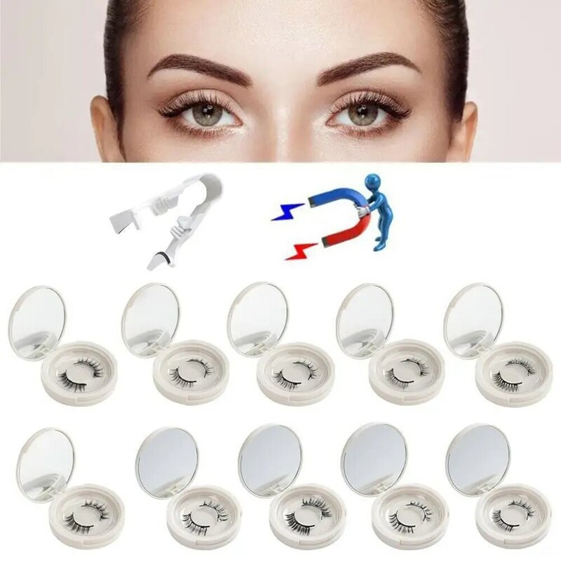 Magnetic Eyelashes Handmade 3D Natural Magnetic False Magnetic Tweezers Handmade Reusable Eyelashes Set Eyelashes for Women