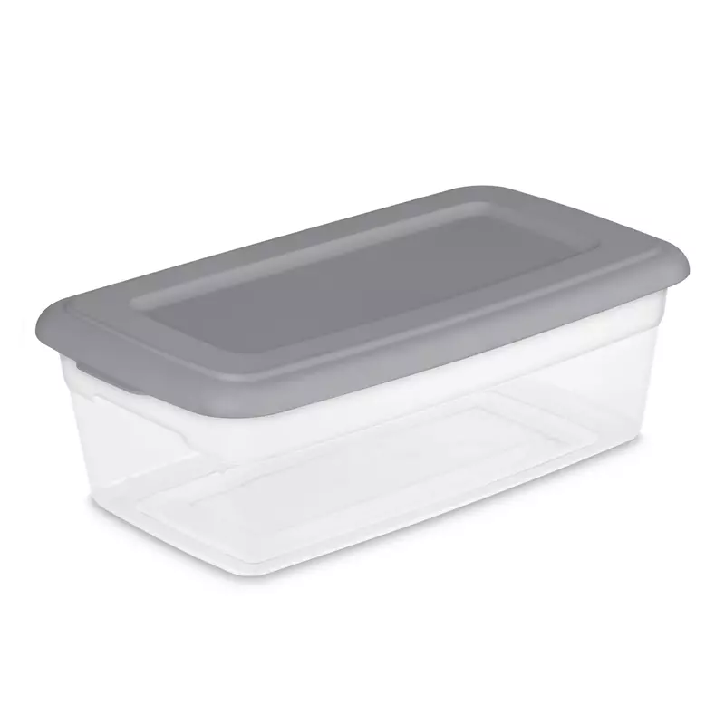 Sterilit-Set von (10) 6 qt. Durchsichtige Aufbewahrung boxen aus Kunststoff mit grauen Deckeln