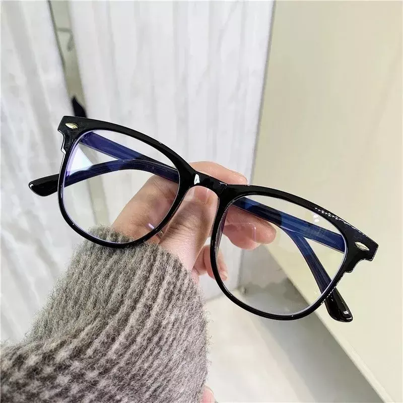 Männer Frauen fertig Myopie Brille Vintage ovalen Rahmen blaues Licht blockierende Brille kurzsichtige Brille minus 0 bis-6,0