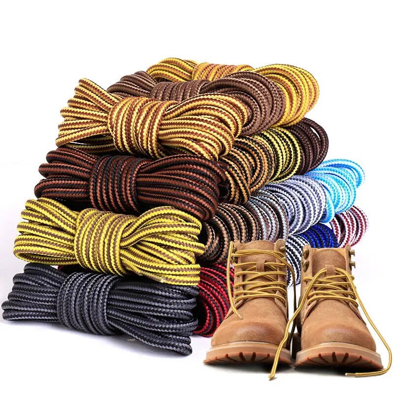 Cadarços redondos de algodão para botas Martin, atacadores listrados, dupla cor, aplicado em quadrilha alta, casual, 18 cores, 1 par