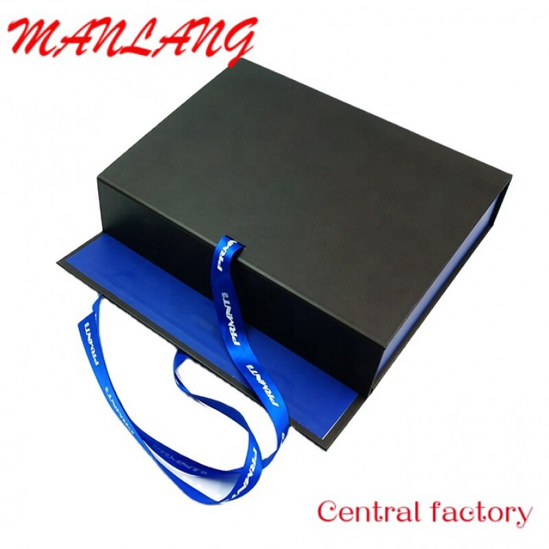 Logo na zamówienie sprzedaż hurtowa wstążka drukowana składana kartonowa magnetyczna opakowanie na prezenty pakowana papierowa skrzynka