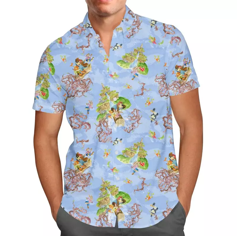 Гавайская рубашка с рисунком из комиксов, Микки Маус и его друзья, мужская рубашка с короткими рукавами и пуговицами из Диснея, гавайская пляжная рубашка с Микки Маусом