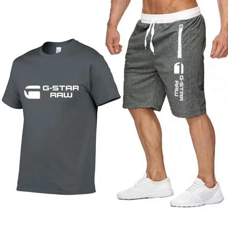 2024 New Summer Men's Tracksuit 100% Cotton T-shirts Shorts 2Pcs Sets Suit Sportswear Leisure Men's Clothing