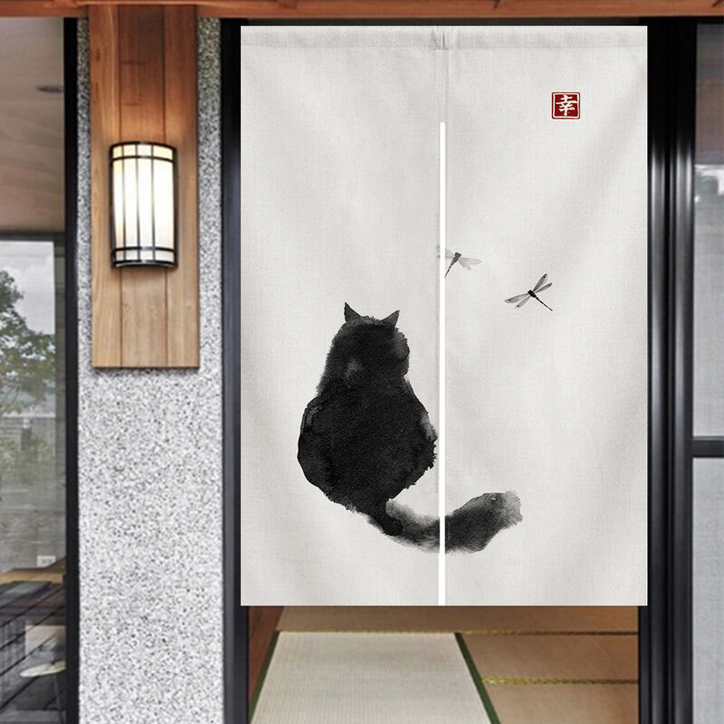 Ofat Início japonês Noren Porta Cortina, Tapeçaria para Parede, Flores Penduradas, Cozinha Banheiro Decoração Porta, Partição do quarto