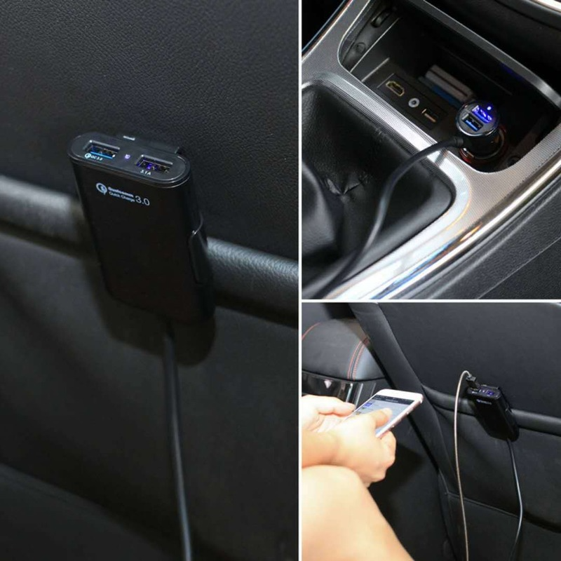 36W Quick Charge 3.0 USB Car Charger Extension Cord Cable Car Usb Charger Passenger Car Rear Charger